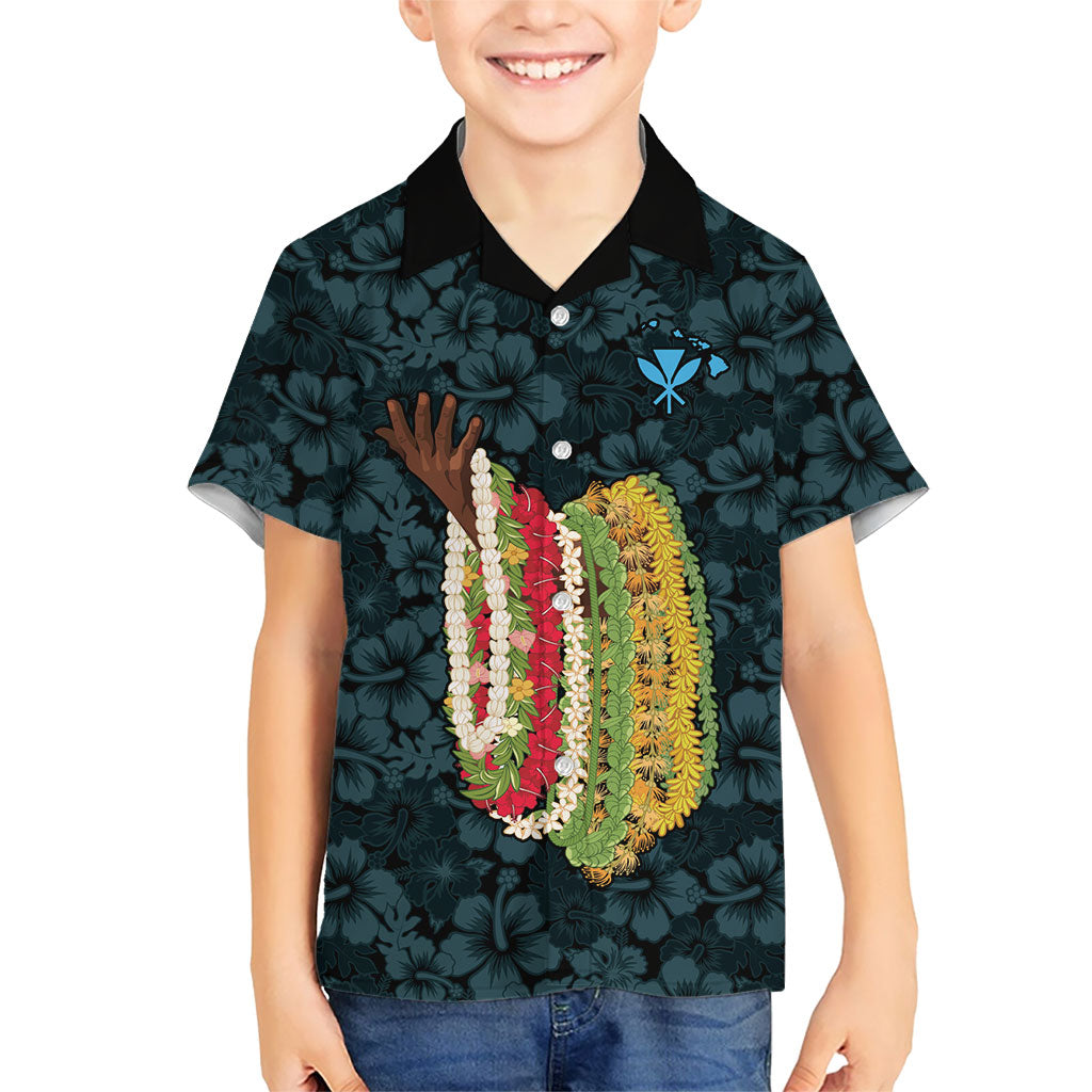 Hawaii Lei Kamehameha Family Matching Long Sleeve Bodycon Dress and Hawaiian Shirt Uliuli Seamless Pattern Hibiscus Flower