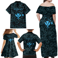 Hawaii Lei Kamehameha Family Matching Off Shoulder Maxi Dress and Hawaiian Shirt Uliuli Seamless Pattern Hibiscus Flower