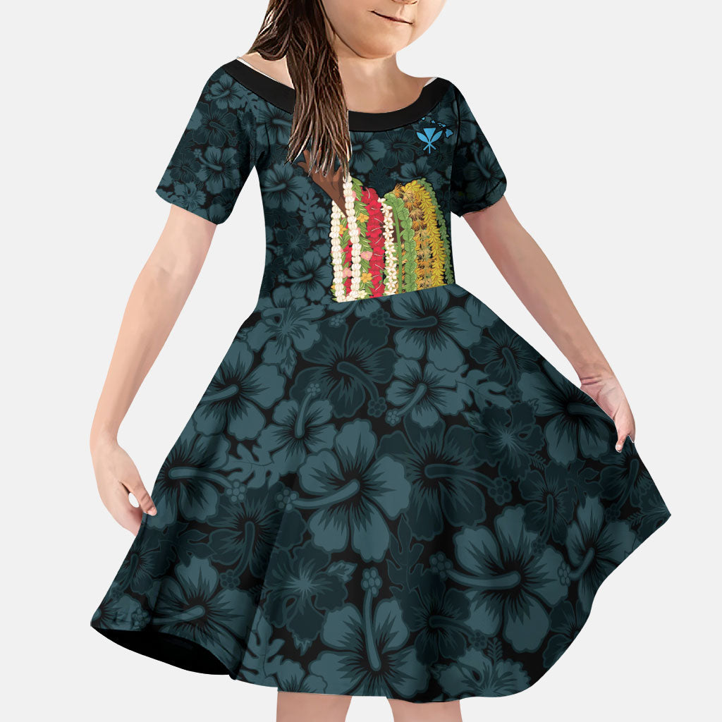 Hawaii Lei Kamehameha Family Matching Off Shoulder Short Dress and Hawaiian Shirt Uliuli Seamless Pattern Hibiscus Flower