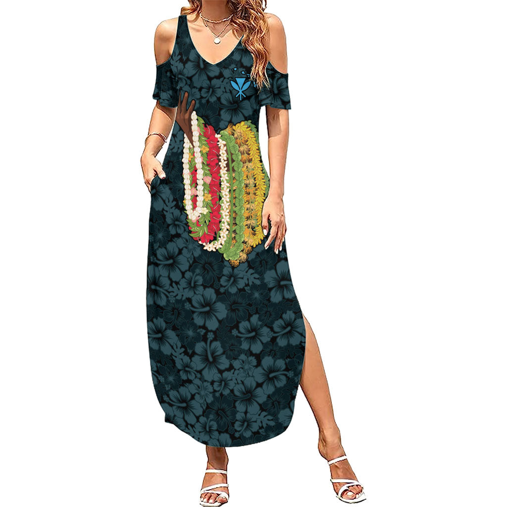 Hawaii Lei Kamehameha Family Matching Summer Maxi Dress and Hawaiian Shirt Uliuli Seamless Pattern Hibiscus Flower