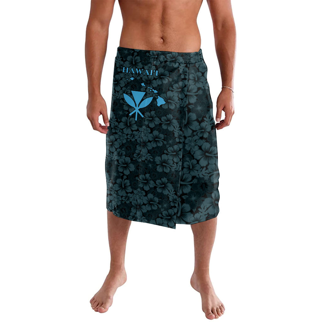 Hawaii Lei Kamehameha Lavalava Uliuli Seamless Pattern Hibiscus Flower LT9 Blue - Polynesian Pride