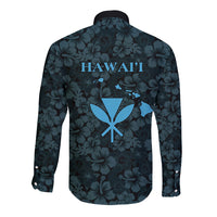 Hawaii Lei Kamehameha Long Sleeve Button Shirt Uliuli Seamless Pattern Hibiscus Flower