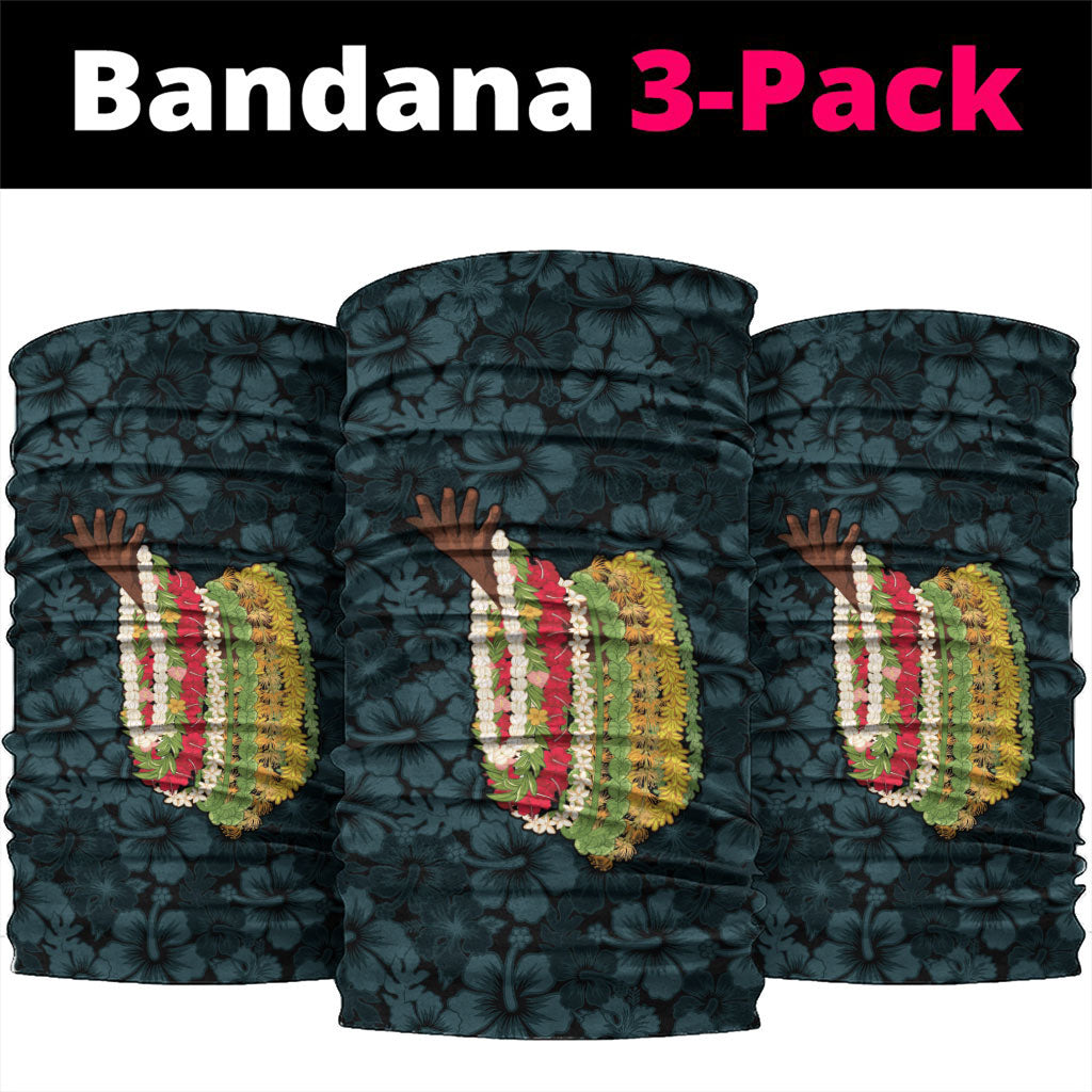 Hawaii Lei Kamehameha Neck Gaiter Uliuli Seamless Pattern Hibiscus Flower LT9 package One Size: 25*50cm Blue - Polynesian Pride