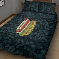 Hawaii Lei Kamehameha Quilt Bed Set Uliuli Seamless Pattern Hibiscus Flower