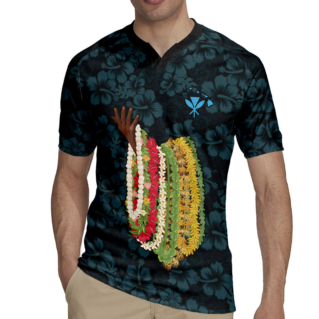 Hawaii Lei Kamehameha Rugby Jersey Uliuli Seamless Pattern Hibiscus Flower