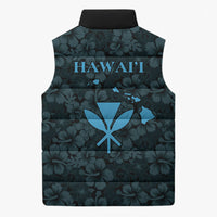 Hawaii Lei Kamehameha Sleeveless Puffer Jacket Uliuli Seamless Pattern Hibiscus Flower