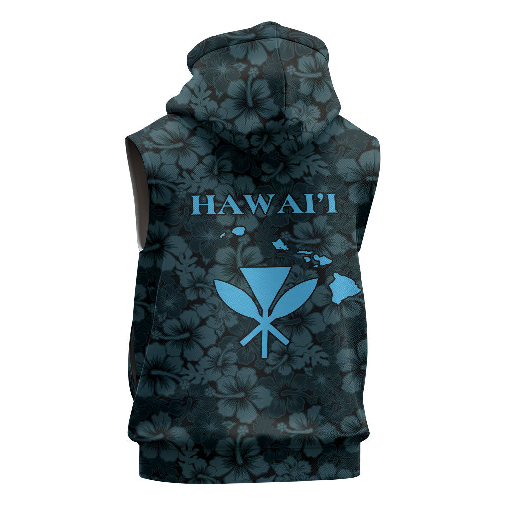 Hawaii Lei Kamehameha Sleeveless Zip Hoodie Uliuli Seamless Pattern Hibiscus Flower