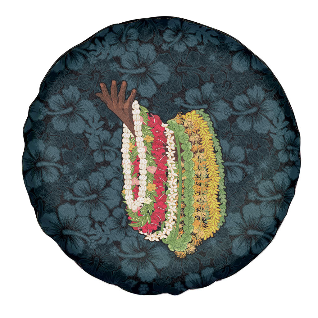 Hawaii Lei Kamehameha Spare Tire Cover Uliuli Seamless Pattern Hibiscus Flower