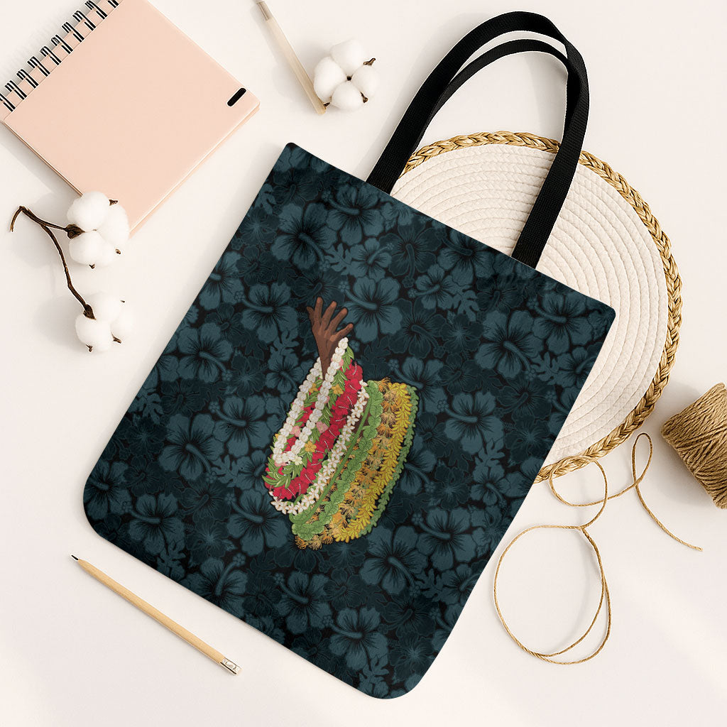 Hawaii Lei Kamehameha Tote Bag Uliuli Seamless Pattern Hibiscus Flower