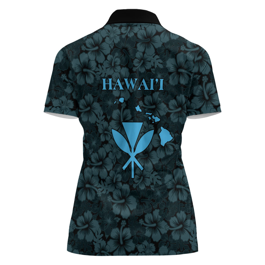 Hawaii Lei Kamehameha Women Polo Shirt Uliuli Seamless Pattern Hibiscus Flower