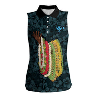 Hawaii Lei Kamehameha Women Sleeveless Polo Shirt Uliuli Seamless Pattern Hibiscus Flower