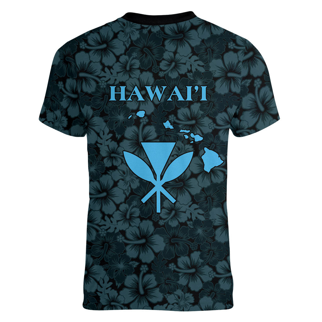 Hawaii Lei Kamehameha Women V-Neck T-Shirt Uliuli Seamless Pattern Hibiscus Flower