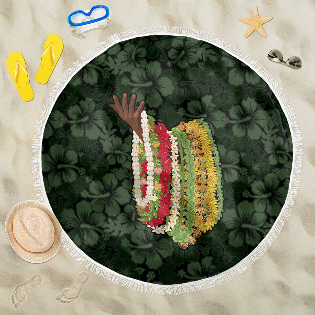 Hawaii Lei Kamehameha Beach Blanket Oma'oma'o Seamless Pattern Hibiscus Flower