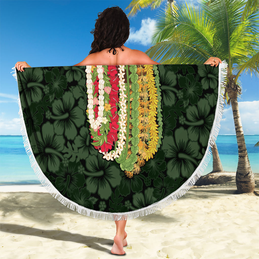 Hawaii Lei Kamehameha Beach Blanket Oma'oma'o Seamless Pattern Hibiscus Flower