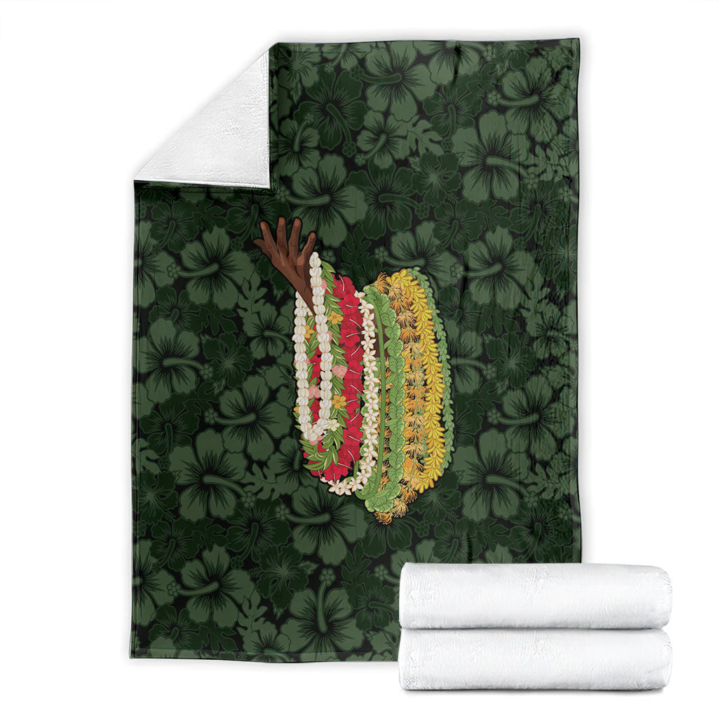 Hawaii Lei Kamehameha Blanket Oma'oma'o Seamless Pattern Hibiscus Flower