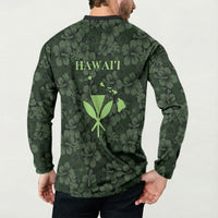 Hawaii Lei Kamehameha Button Sweatshirt Oma'oma'o Seamless Pattern Hibiscus Flower