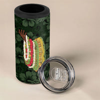 Hawaii Lei Kamehameha 4 in 1 Can Cooler Tumbler Oma'oma'o Seamless Pattern Hibiscus Flower