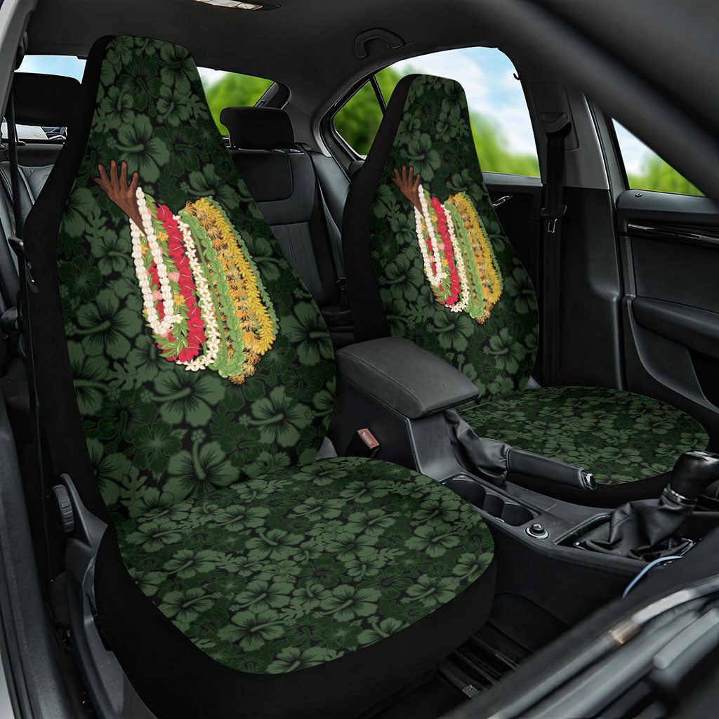 Hawaii Lei Kamehameha Car Seat Cover Oma'oma'o Seamless Pattern Hibiscus Flower