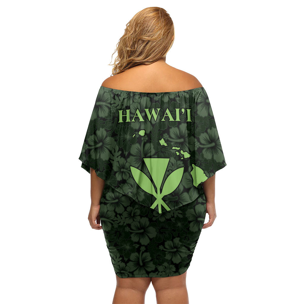 Hawaii Lei Kamehameha Family Matching Off Shoulder Short Dress and Hawaiian Shirt Oma'oma'o Seamless Pattern Hibiscus Flower