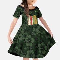 Hawaii Lei Kamehameha Family Matching Summer Maxi Dress and Hawaiian Shirt Oma'oma'o Seamless Pattern Hibiscus Flower