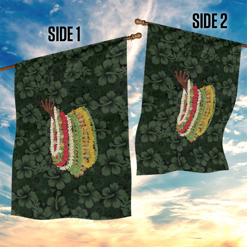 Hawaii Lei Kamehameha Garden Flag Oma'oma'o Seamless Pattern Hibiscus Flower