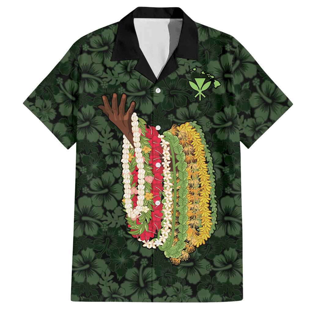 Hawaii Lei Kamehameha Hawaiian Shirt Oma'oma'o Seamless Pattern Hibiscus Flower