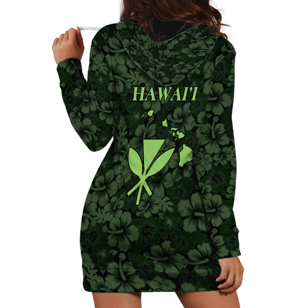 Hawaii Lei Kamehameha Hoodie Dress Oma'oma'o Seamless Pattern Hibiscus Flower