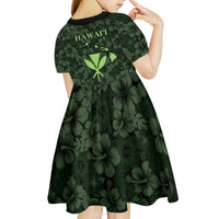 Hawaii Lei Kamehameha Kid Short Sleeve Dress Oma'oma'o Seamless Pattern Hibiscus Flower