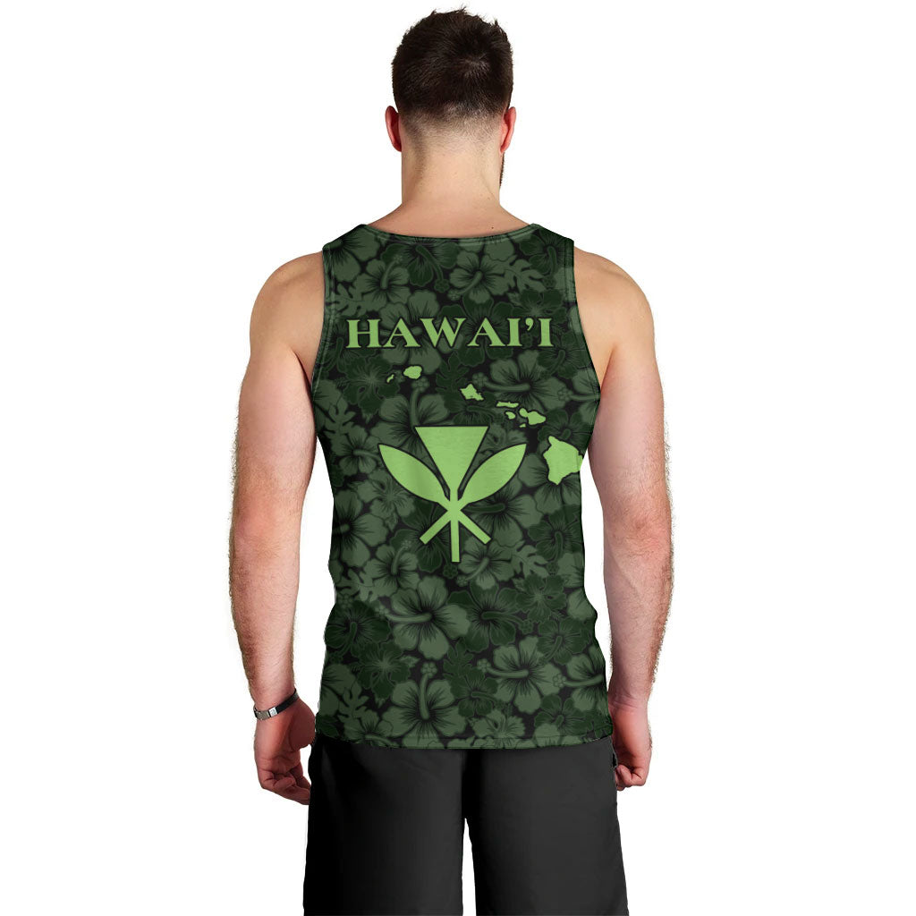 Hawaii Lei Kamehameha Men Tank Top Oma'oma'o Seamless Pattern Hibiscus Flower