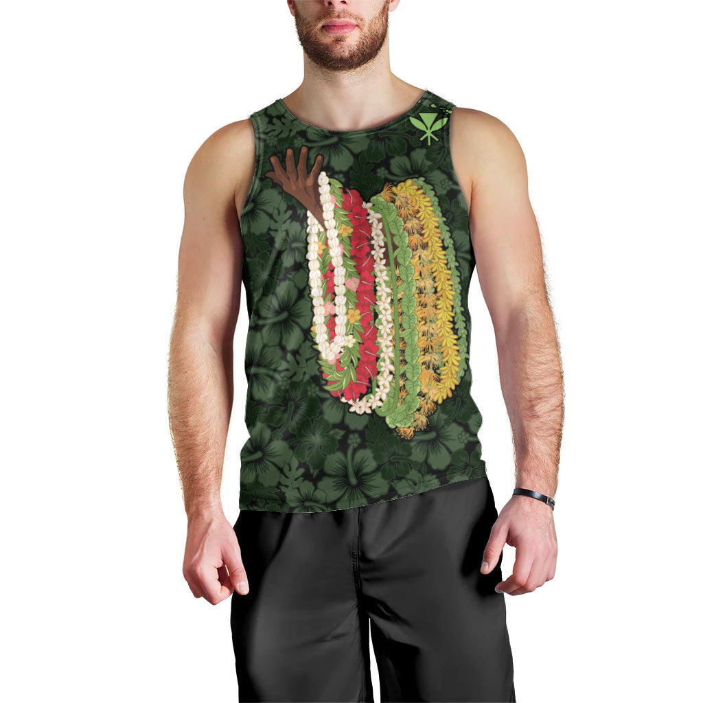 Hawaii Lei Kamehameha Men Tank Top Oma'oma'o Seamless Pattern Hibiscus Flower