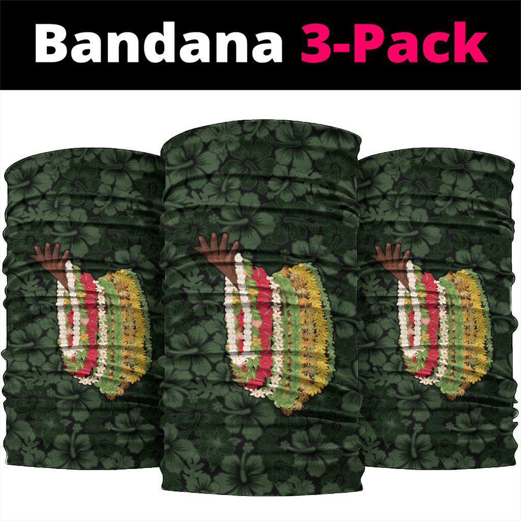 Hawaii Lei Kamehameha Neck Gaiter Oma'oma'o Seamless Pattern Hibiscus Flower