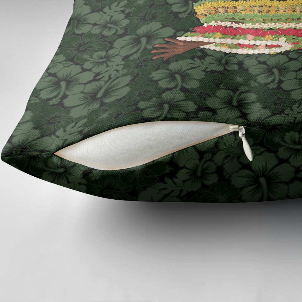 Hawaii Lei Kamehameha Pillow Cover Oma'oma'o Seamless Pattern Hibiscus Flower