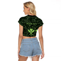 Hawaii Lei Kamehameha Raglan Cropped T Shirt Oma'oma'o Seamless Pattern Hibiscus Flower