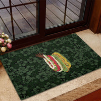 Hawaii Lei Kamehameha Rubber Doormat Oma'oma'o Seamless Pattern Hibiscus Flower