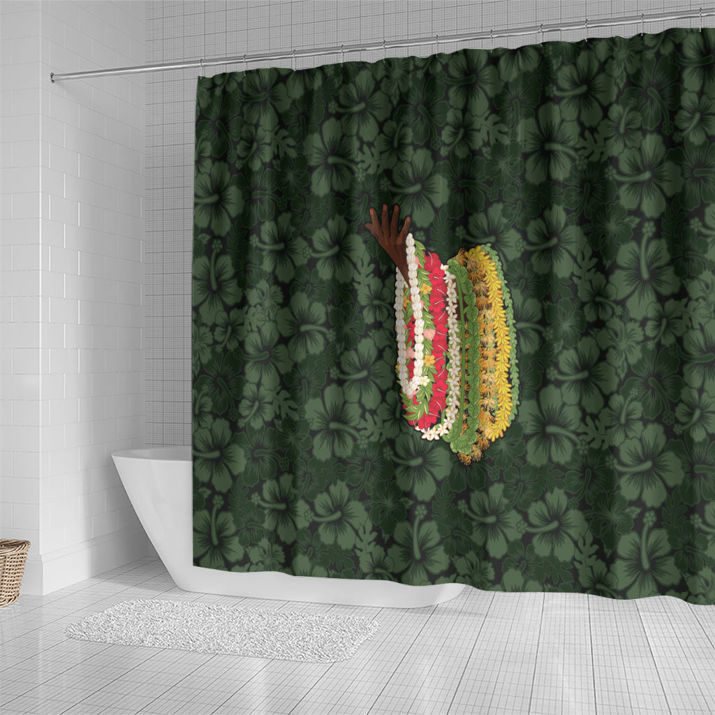 Hawaii Lei Kamehameha Shower Curtain Oma'oma'o Seamless Pattern Hibiscus Flower