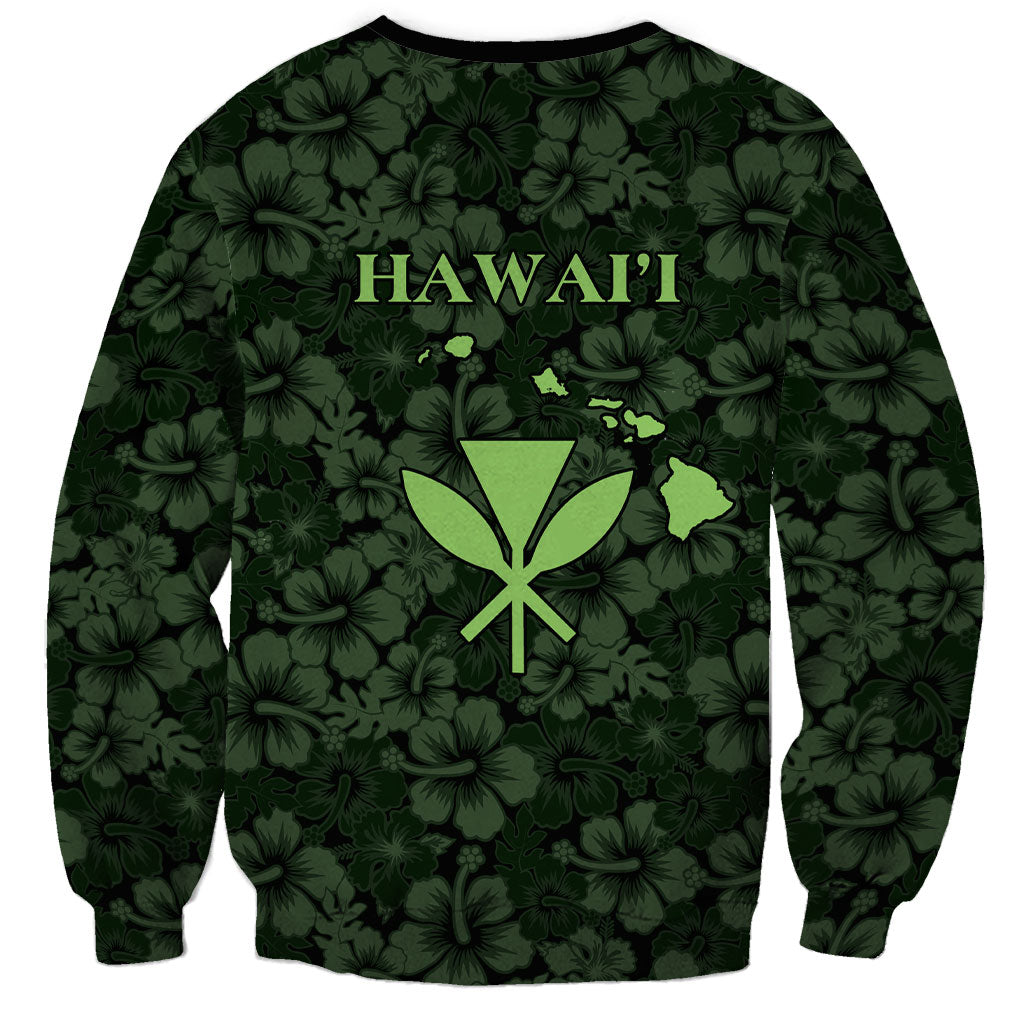 Hawaii Lei Kamehameha Sweatshirt Oma'oma'o Seamless Pattern Hibiscus Flower