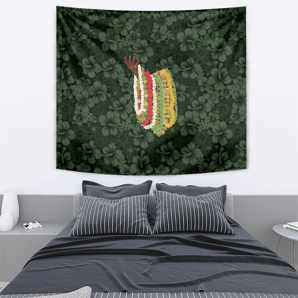 Hawaii Lei Kamehameha Tapestry Oma'oma'o Seamless Pattern Hibiscus Flower