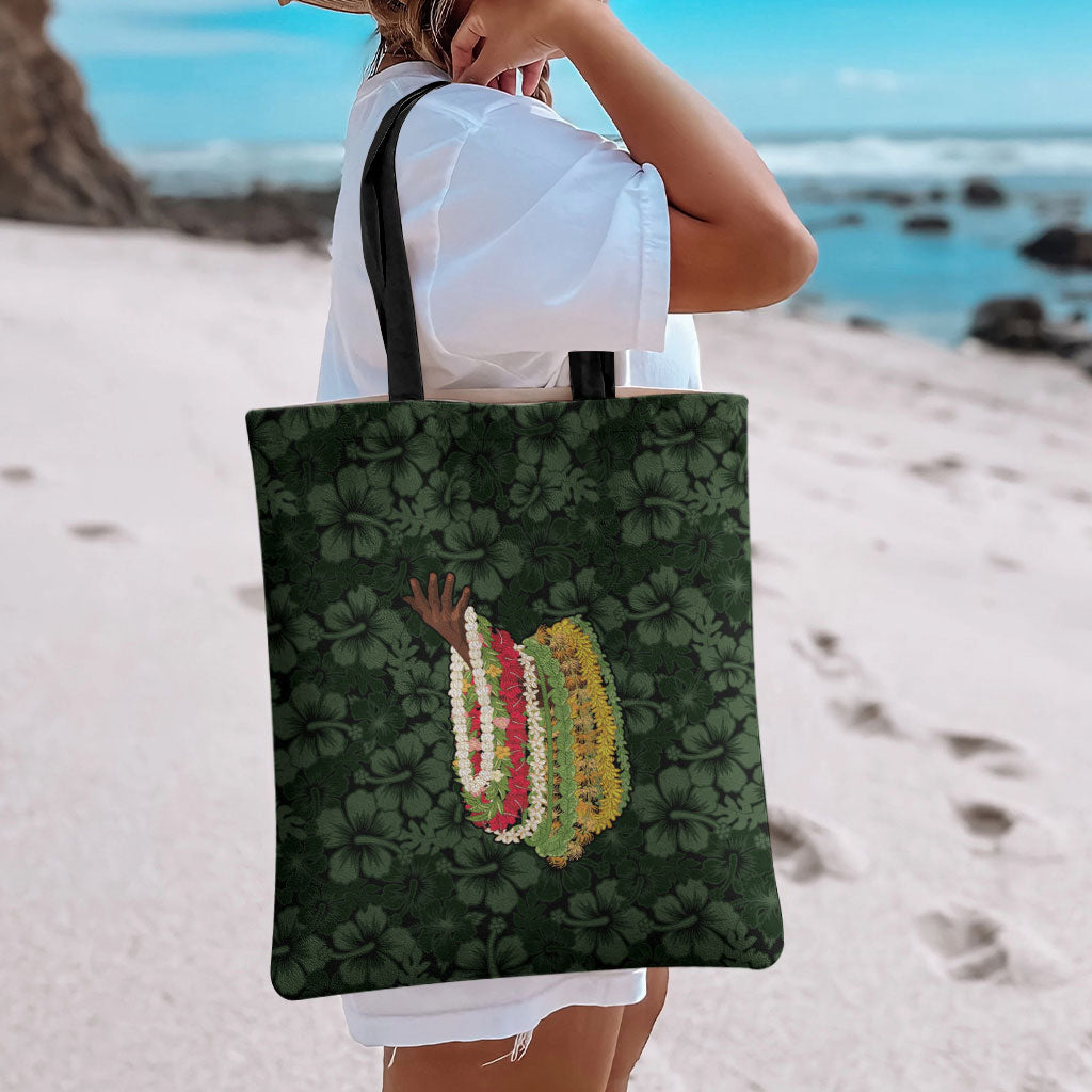Hawaii Lei Kamehameha Tote Bag Oma'oma'o Seamless Pattern Hibiscus Flower