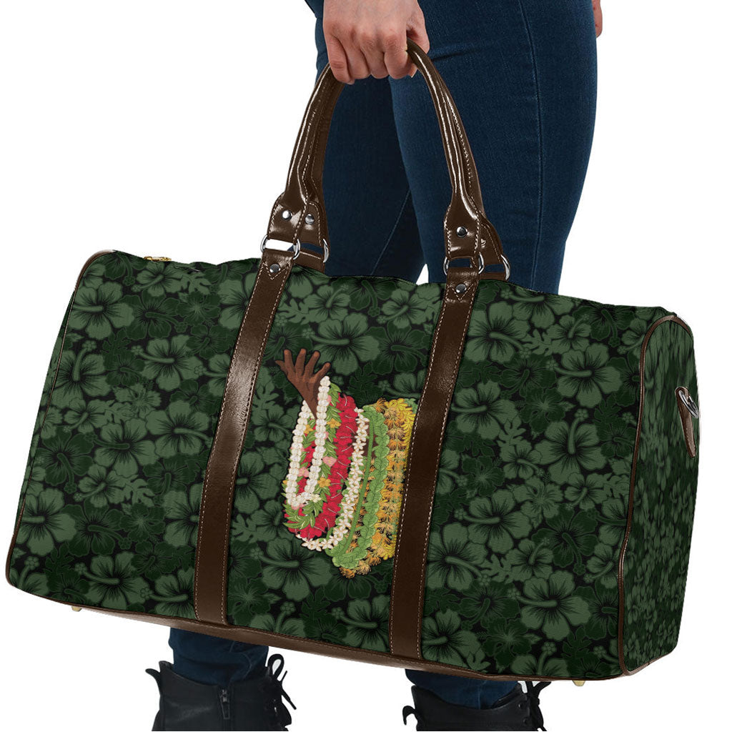 Hawaii Lei Kamehameha Travel Bag Oma'oma'o Seamless Pattern Hibiscus Flower