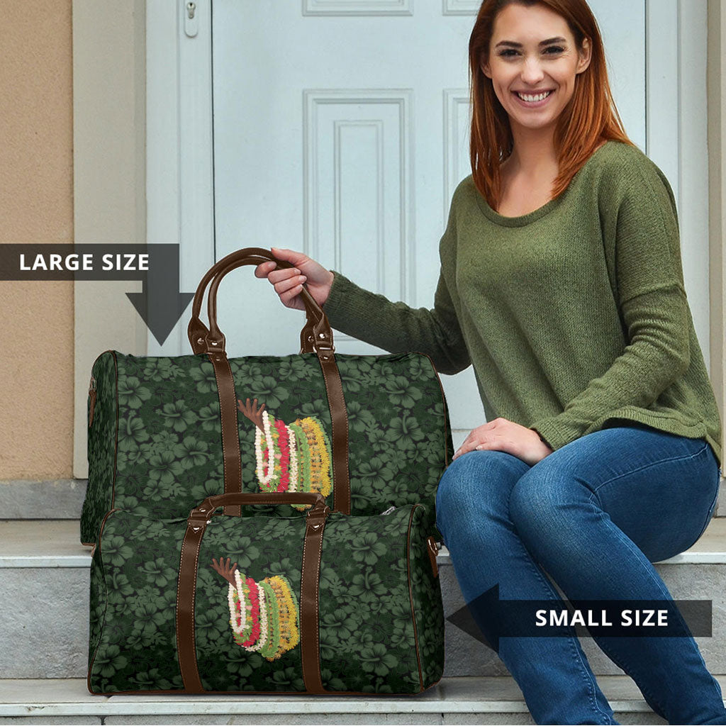 Hawaii Lei Kamehameha Travel Bag Oma'oma'o Seamless Pattern Hibiscus Flower
