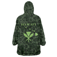 Hawaii Lei Kamehameha Wearable Blanket Hoodie Oma'oma'o Seamless Pattern Hibiscus Flower