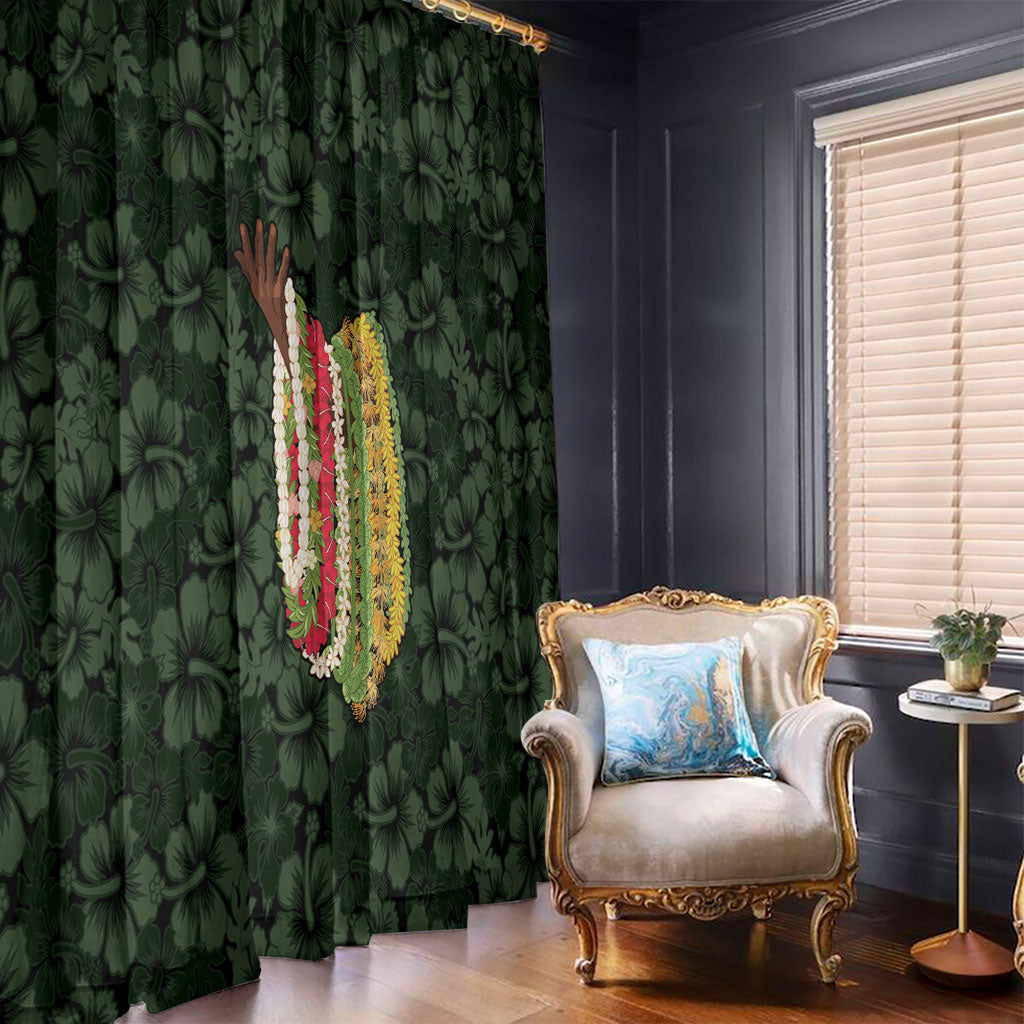 Hawaii Lei Kamehameha Window Curtain Oma'oma'o Seamless Pattern Hibiscus Flower