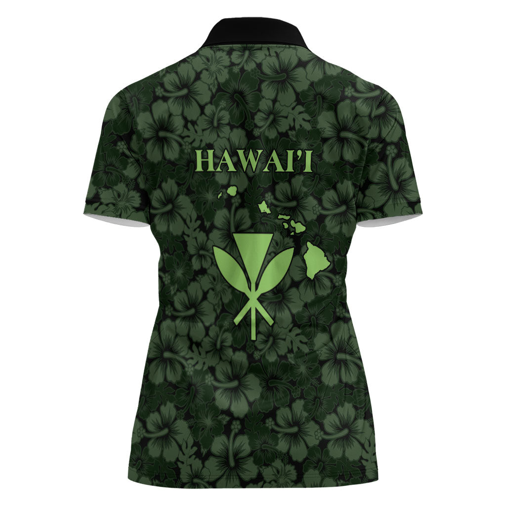 Hawaii Lei Kamehameha Women Polo Shirt Oma'oma'o Seamless Pattern Hibiscus Flower