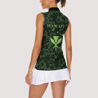 Hawaii Lei Kamehameha Women Sleeveless Polo Shirt Oma'oma'o Seamless Pattern Hibiscus Flower