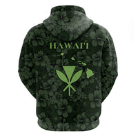 Hawaii Lei Kamehameha Zip Hoodie Oma'oma'o Seamless Pattern Hibiscus Flower