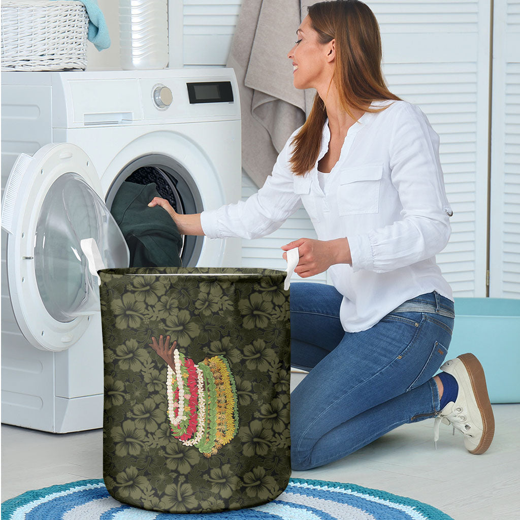 Hawaii Lei Kamehameha Laundry Basket Melemele Seamless Pattern Hibiscus Flower