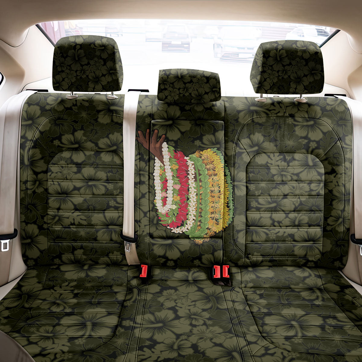 Hawaii Lei Kamehameha Back Car Seat Cover Melemele Seamless Pattern Hibiscus Flower