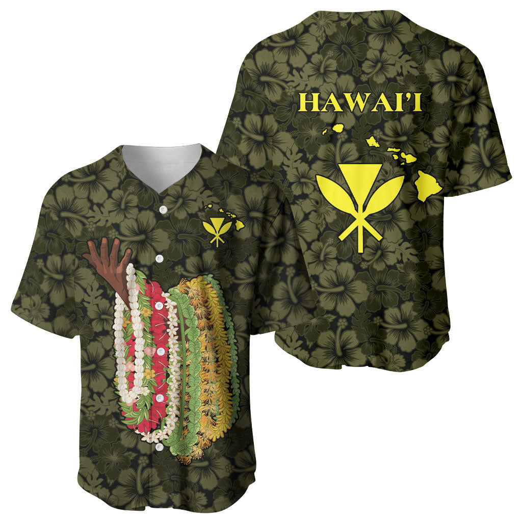 Hawaii Lei Kamehameha Baseball Jersey Melemele Seamless Pattern Hibiscus Flower
