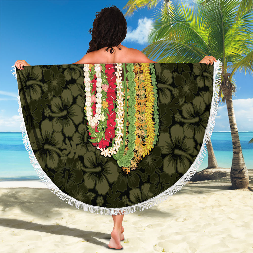 Hawaii Lei Kamehameha Beach Blanket Melemele Seamless Pattern Hibiscus Flower
