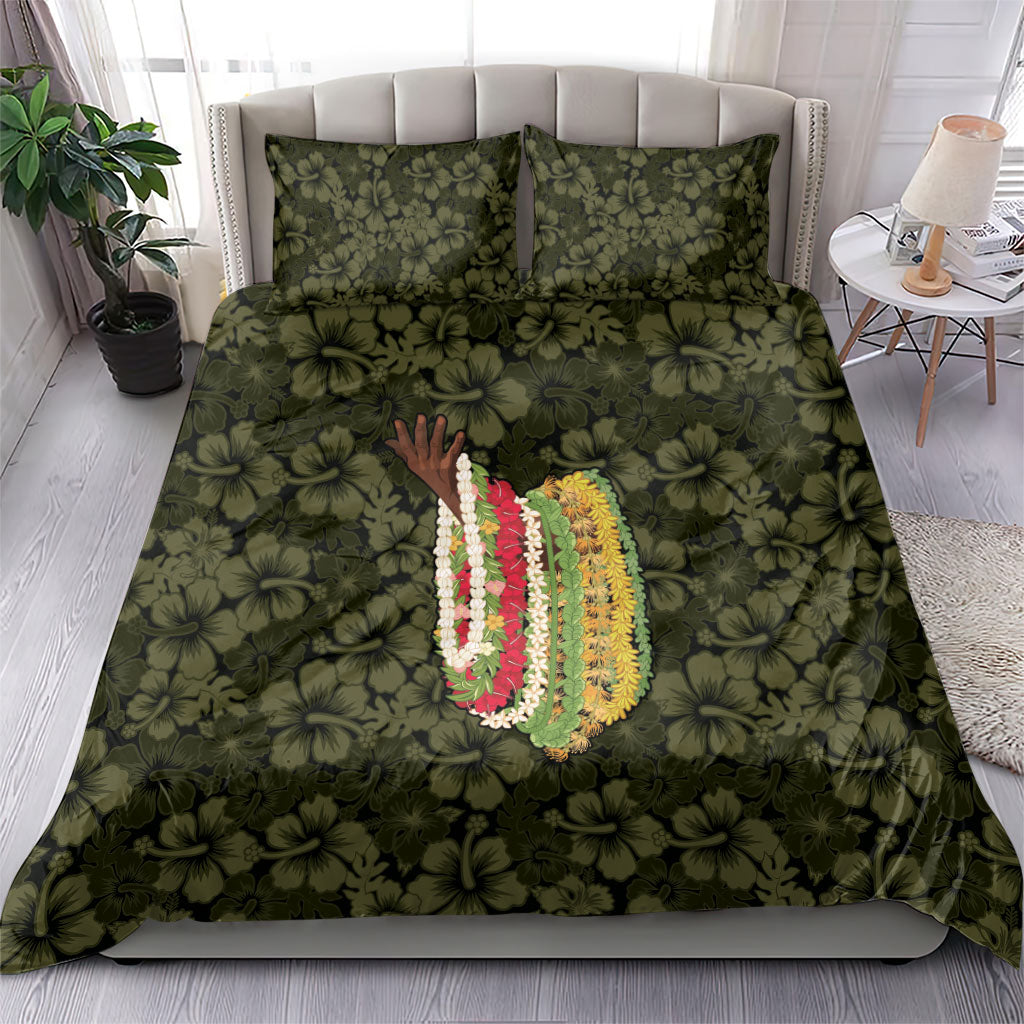 Hawaii Lei Kamehameha Bedding Set Melemele Seamless Pattern Hibiscus Flower
